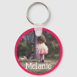 Porte-clés Photo Personnalisée Modèle Bordure rose Enfants