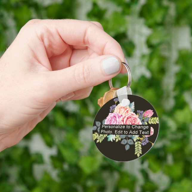 Porte-clés Photo personnalisée Nom de l'art Monogramme Devis  (main)