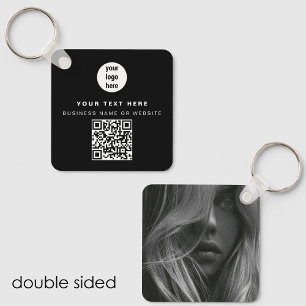 Porte-clés Photo QR Code Business Logo Black Business