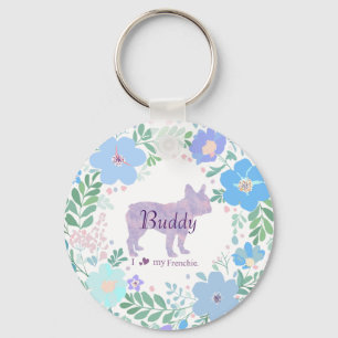 Porte-clés Photographie de Bulldog Français lavande avec cour