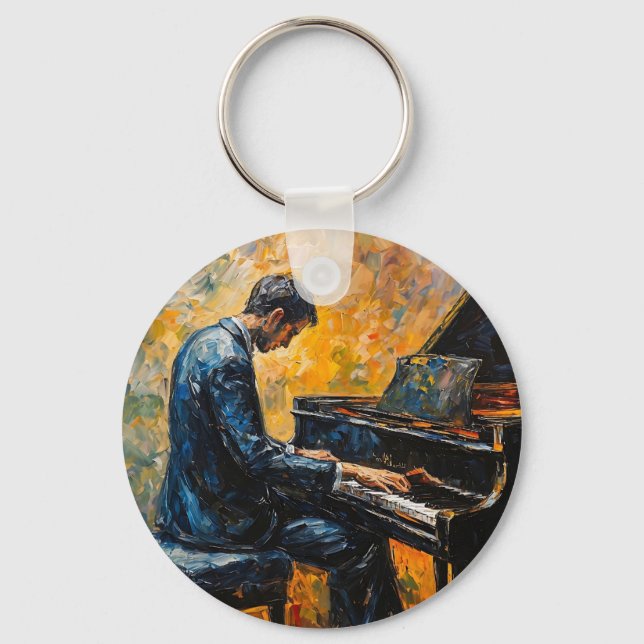 Porte-clés Piano Player - Peinture à l'huile (Recto)