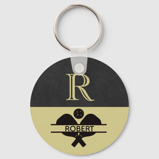 Porte-clés Pickball Guy Personnalisé Monogramme Nom initial (Recto)