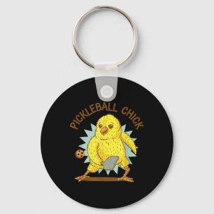 Porte-clés Pickleball Chick Drôle Citation Poulet Avec Paddle