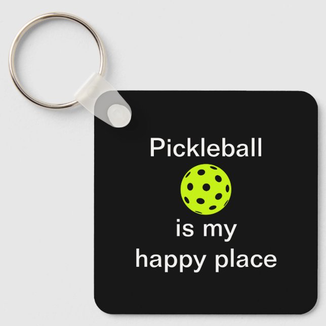 Porte-clés Pickleball Est Mon Carré De Place Heureux (Recto)