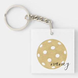 Porte-clés Pickleball Gold Chic Nom personnalisé