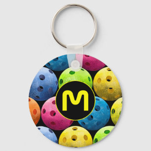 Porte-clés Pickleball multicolore monogramme