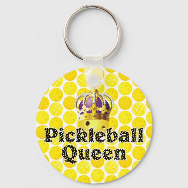Porte-clés Pickleball Queen - Pickleball Jaune Porte Couronne (Recto)