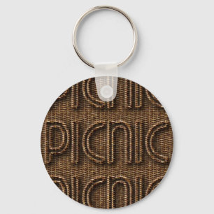 Porte-clés Picnic Funny Wicker Style Typographie Brown