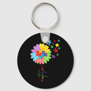 Porte-clés Pièce de puzzle tournesol de sensibilisation à l'a