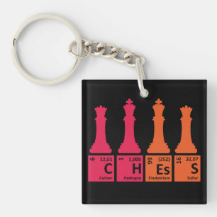 Porte-clés Pièces d'échecs Éléments de chimie Porte - clé acr