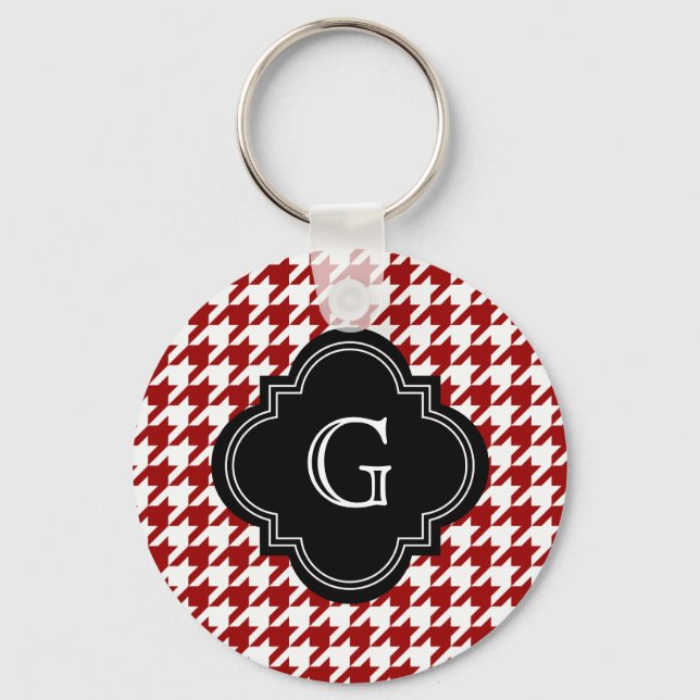 Porte-clés Pied de fond blanc rouge classique avec Monogramme (Recto)