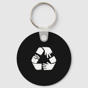 Porte-clés Pierre feuille ciseaux symbole de recyclage main d
