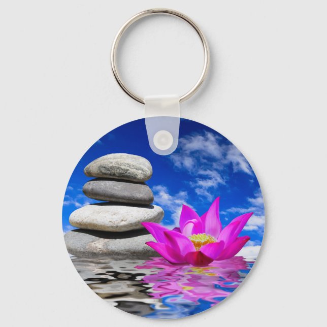 Porte-clés Pierres rocheuses et fleurs de Lotus (Recto)