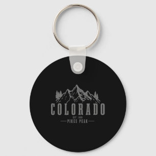 Porte-clés Pikes Peak Colorado Établ. 1806 Montagnes Vintage 