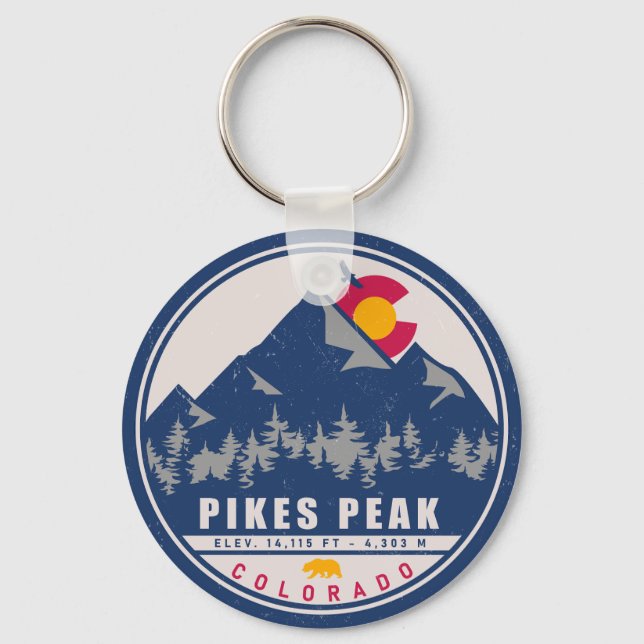 Porte-clés Pikes Peak Colorado Retro Sunset Souvenirs (Recto)