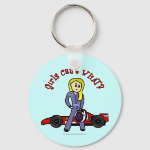 Porte-clés Pilote de voiture de course Blonde fille