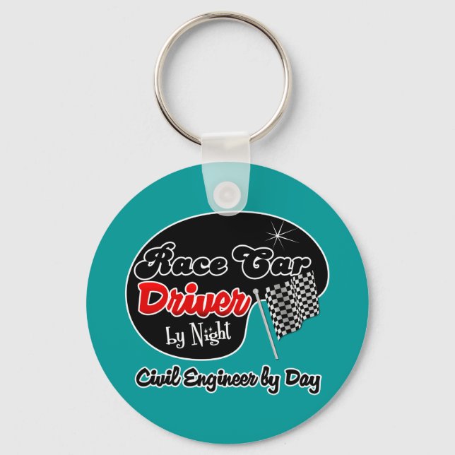 Porte-clés Pilote de voiture de course par Ingénieur civil de (Recto)