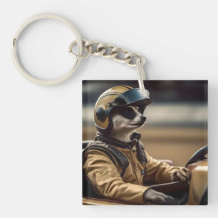 Porte-clés Pilote de voiture de course professionnelle Meerka