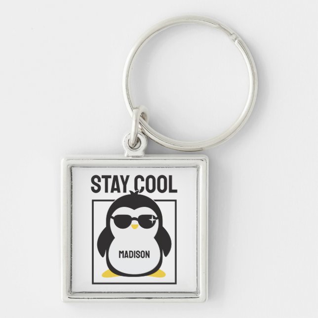 Porte-clés Pingouin cool de nom personnalisé (Devant)