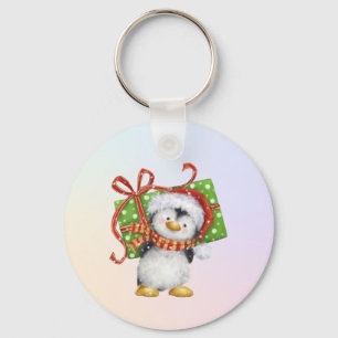 Porte-clés Pingouin de Noël avec cadeau - Holiday Deco