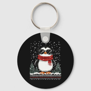 Porte-clés Pingouin de Noël drôle avec Sungles laide Christma