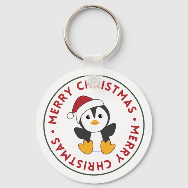 Porte-clés Pingouin Noël Neige hiver Animaux Penguins Clé (Recto)