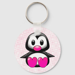 Porte-clés Pingouin rose mou