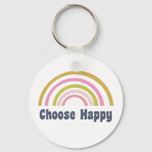 Porte-clés Pink and Green Rainbow with Inspirational Saying 