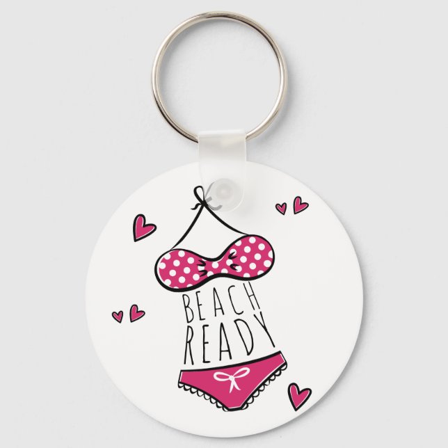 Porte-clés Pink Bikini Beach Ready Slogan (Recto)