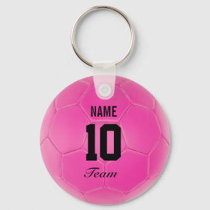 Porte-clés Pink Black Team Soccer Ball Nom personnalisé