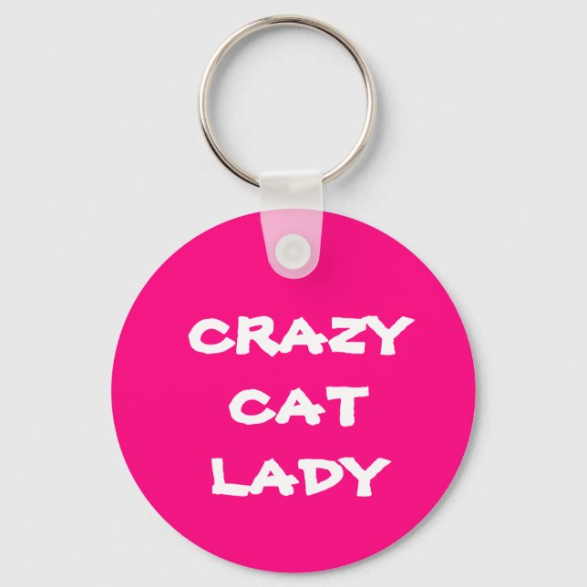 Porte-clés Pink Crazy Cat Lady Porte - clé (Recto)