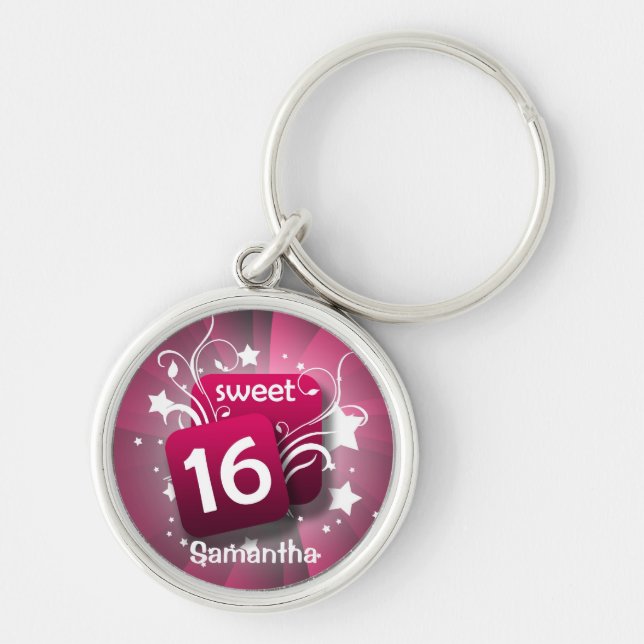 Porte-clés Pink Glowrls Sweet 16 Porte - clé personnalisé (Devant)