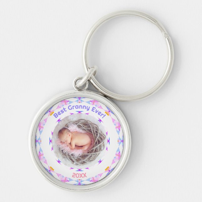 Porte-clés Pink Photo Grand-parents Day Best Granny Ever Cade (Devant)