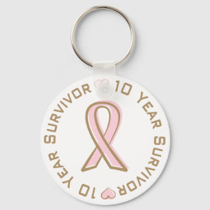 Porte-clés Pink Ribbon Breast Cancer Survivor 10 Years