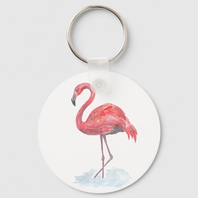 Porte-clés Pink watercolor Flamingo . (Recto)