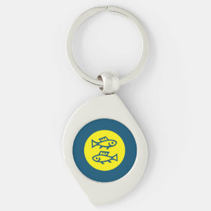 Porte-clés Pisces Horoscope Bleu Jaune Moderne Minimaliste