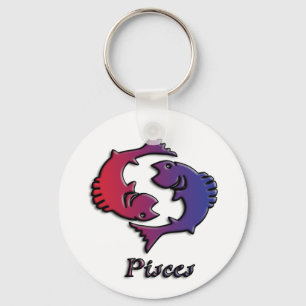 Porte-clés Pisces Zodiac signe de naissance Rouge Purple astr
