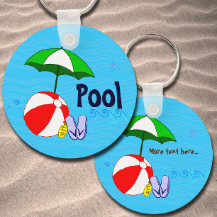 Porte-clés Piscine à bulles de plage modifiable vague paraplu
