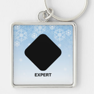 Porte-clés Piste de ski Panneau Diamant noir