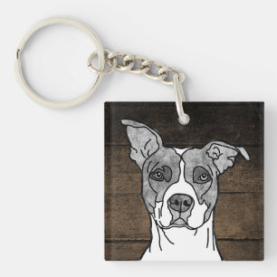 Porte-clés Pitbull rustique