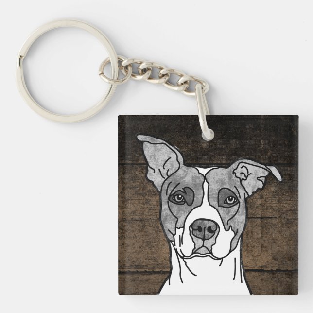 Porte-clés Pitbull rustique (Devant)