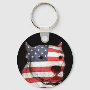 Porte-clés Pitbulle patriotique