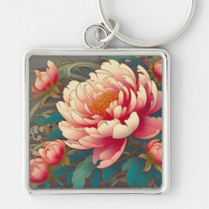Porte-clés Pivoine Art Déco