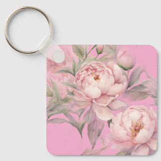 Porte-clés Pivoines roses, jolies fleurs de jardin