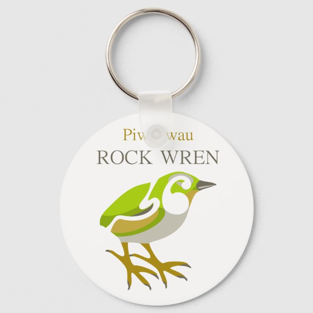 Porte-clés PIWAUWAU, Oiseau de Nouvelle-Zélande, Wren Rock (Recto)