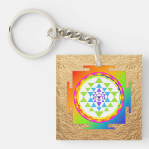 Porte-clés PixDezines Sri Yantra, dégagement de chakra coloré