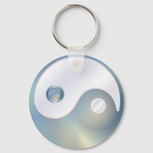Porte-clés PixDezines yin yang/blanc + faux or
