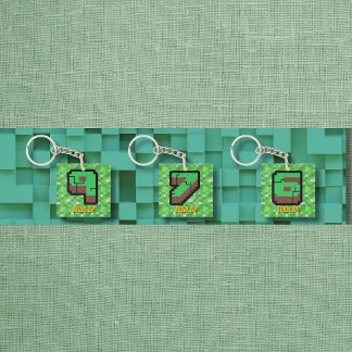 Porte-clés Pixelated Gamer Green Building Level Up 9