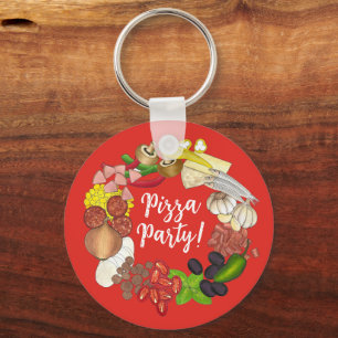 Porte-clés Pizza Party Topings Italien Food Pizzeria Pie