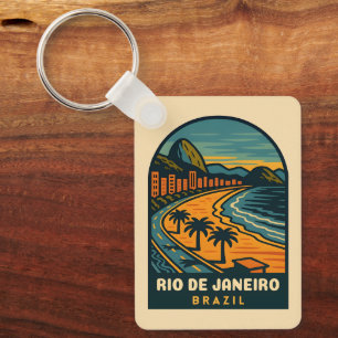 Porte-clés Plage de Copacabana à Rio de Janeiro Vintage voyag